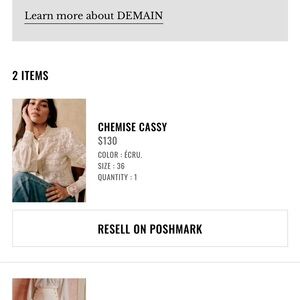 Sezane Ecru Chemise Cassy Blouse